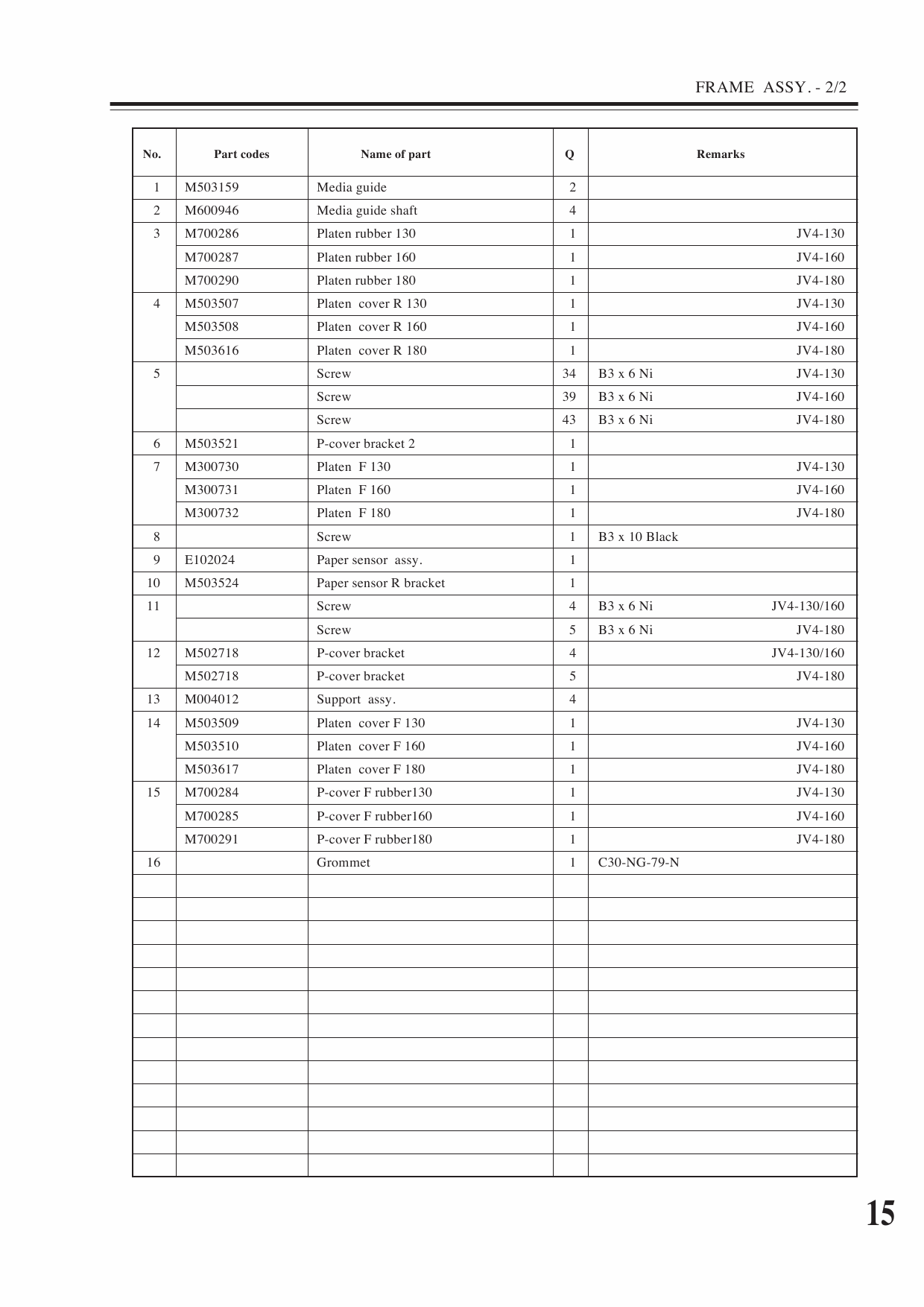 MIMAKI JV4 130 160 180 MECHANICAL DRAWING Parts Manual-2